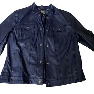 Dennis Basso Blue Jacket - Vegan Leather Jacket Trendy
